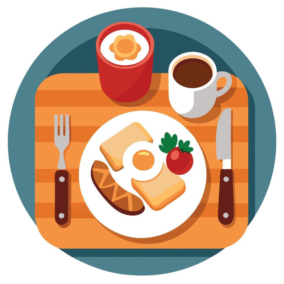 Gourmet English Breakfast on Wooden Table vector