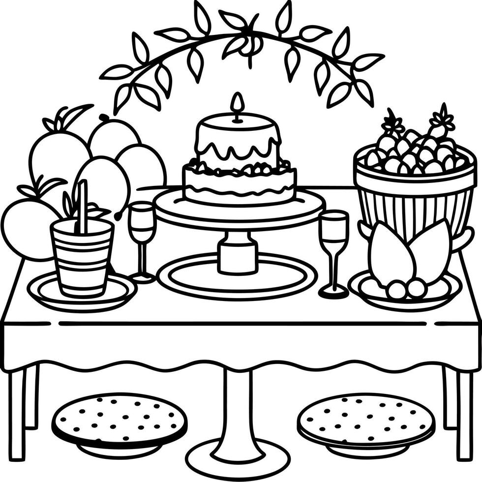Birthday party coloring pages vector