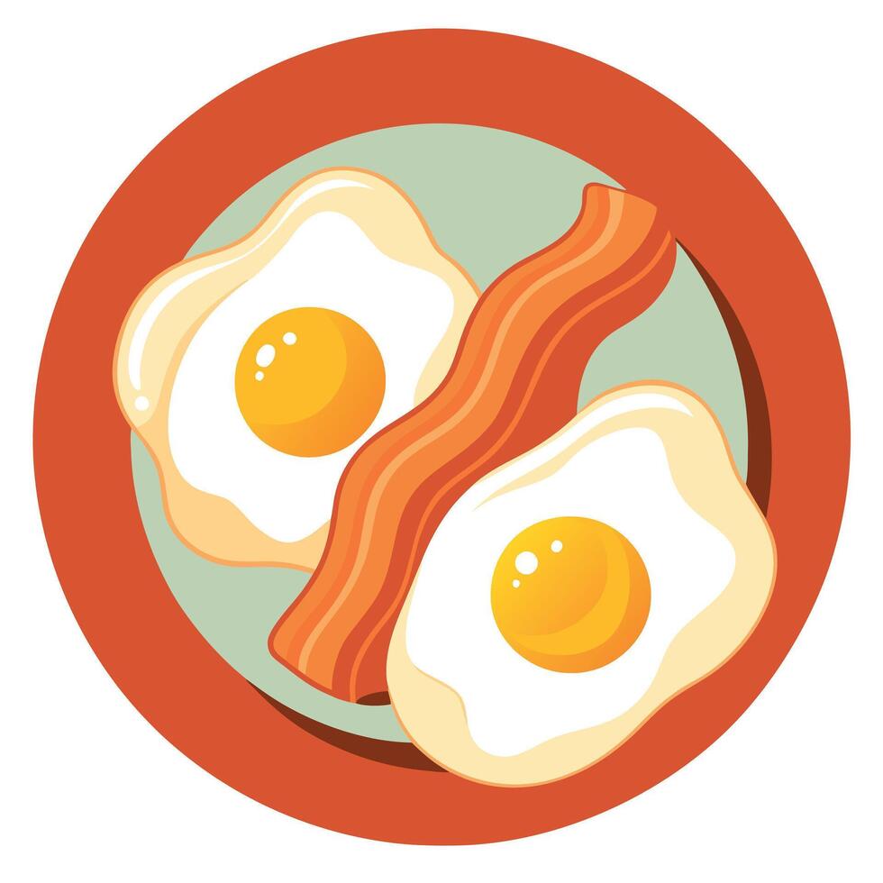 Fried eggs with bacon vector