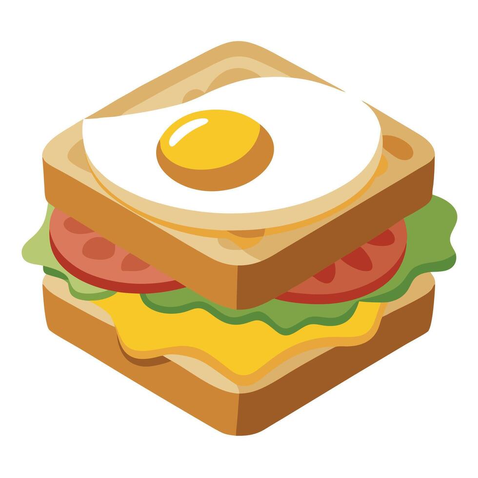 A sandwich with an egg on top and cheese vector