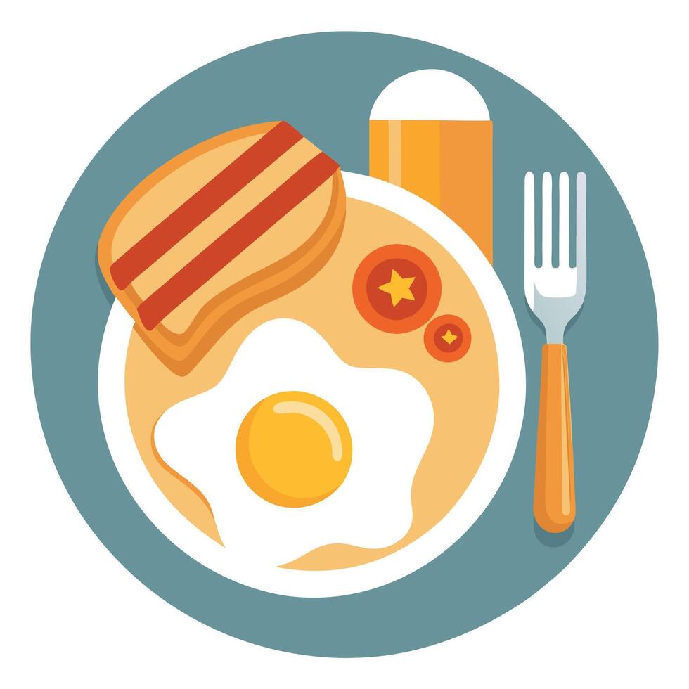 Delicious Breakfast Plate with Pancakes. Bacon. and Fried Egg vector