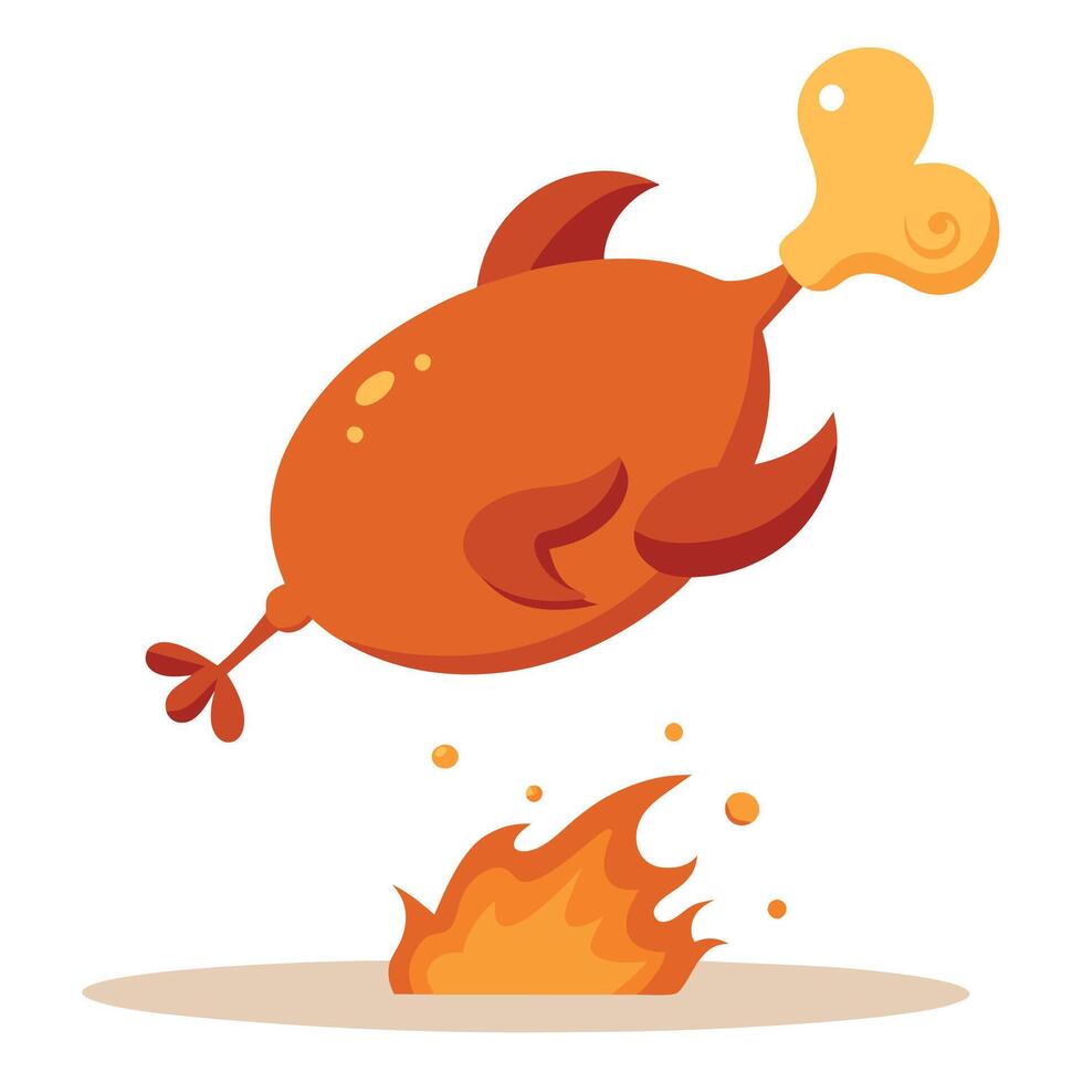 Barbecue chicken falling in the air isolated on white background vector