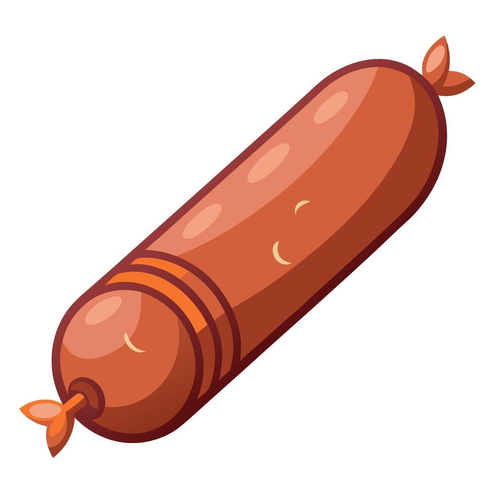 High resolution image of dry cured fuet sausage on white background. vector