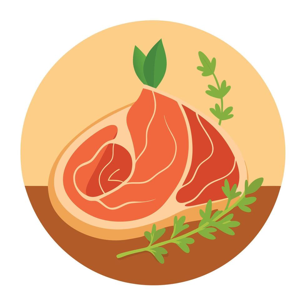 Italian Prosciutto with thyme on wood background vector