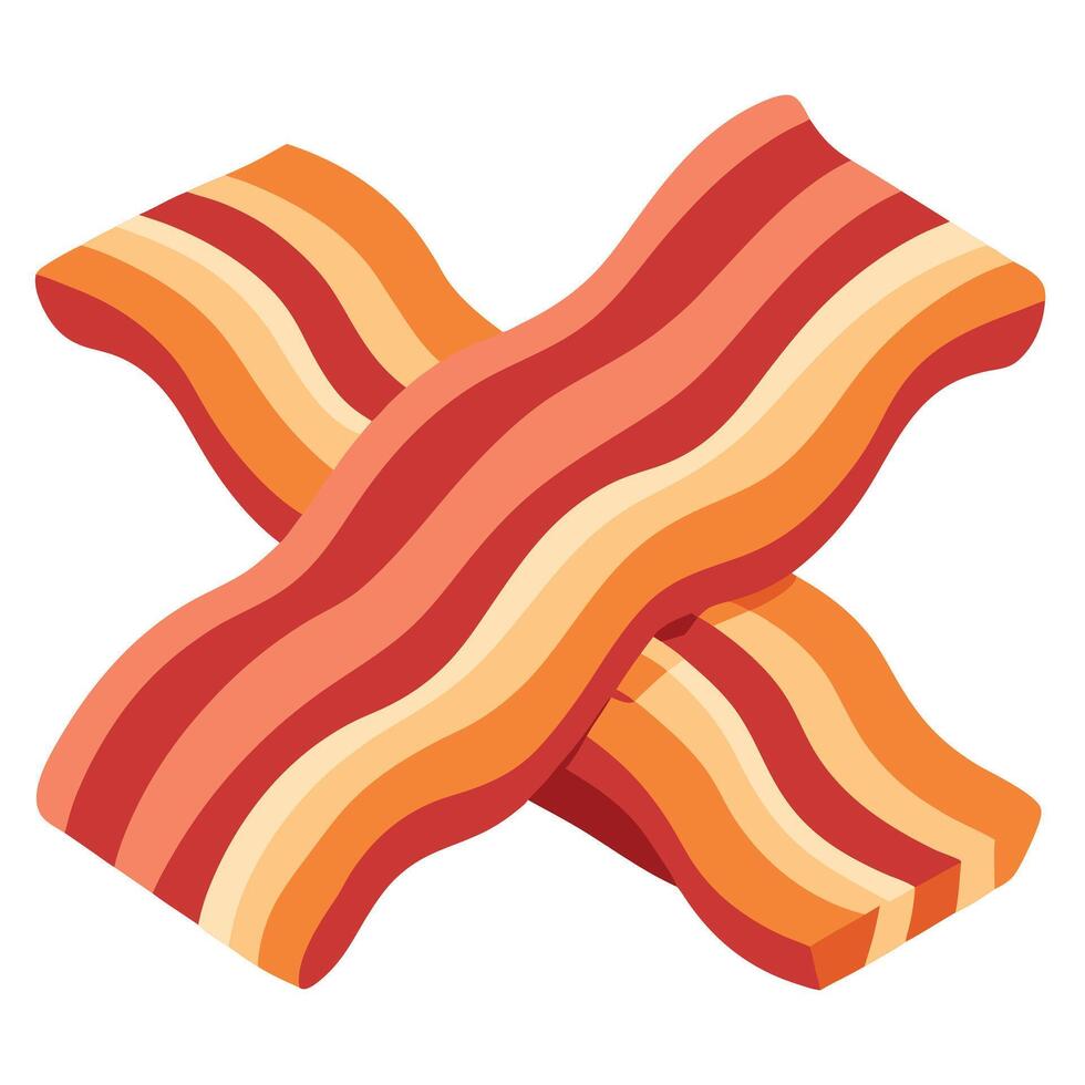 Cooked bacon rashers isolated on transparent or white background. vector