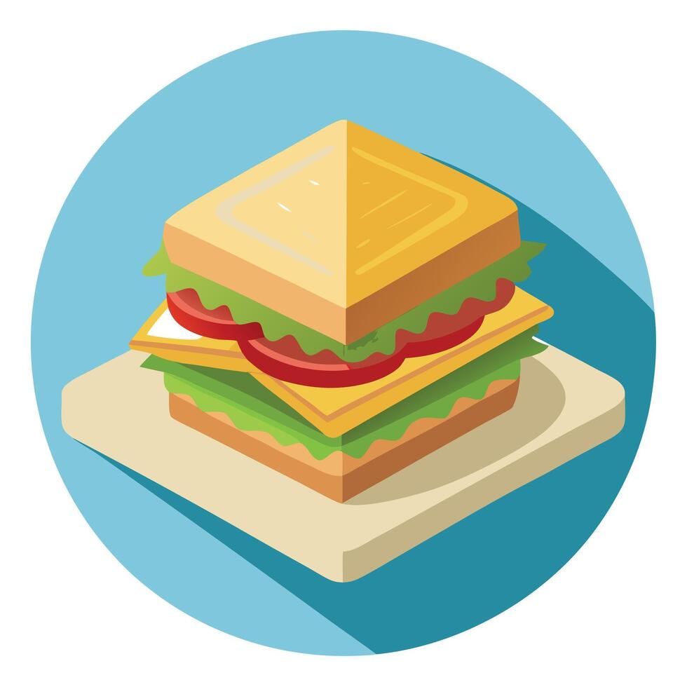 A club sandwich on a rustic table in bright light vector