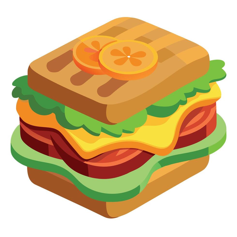 Close-up of a Delicious Bacon and Pickle Sandwich vector