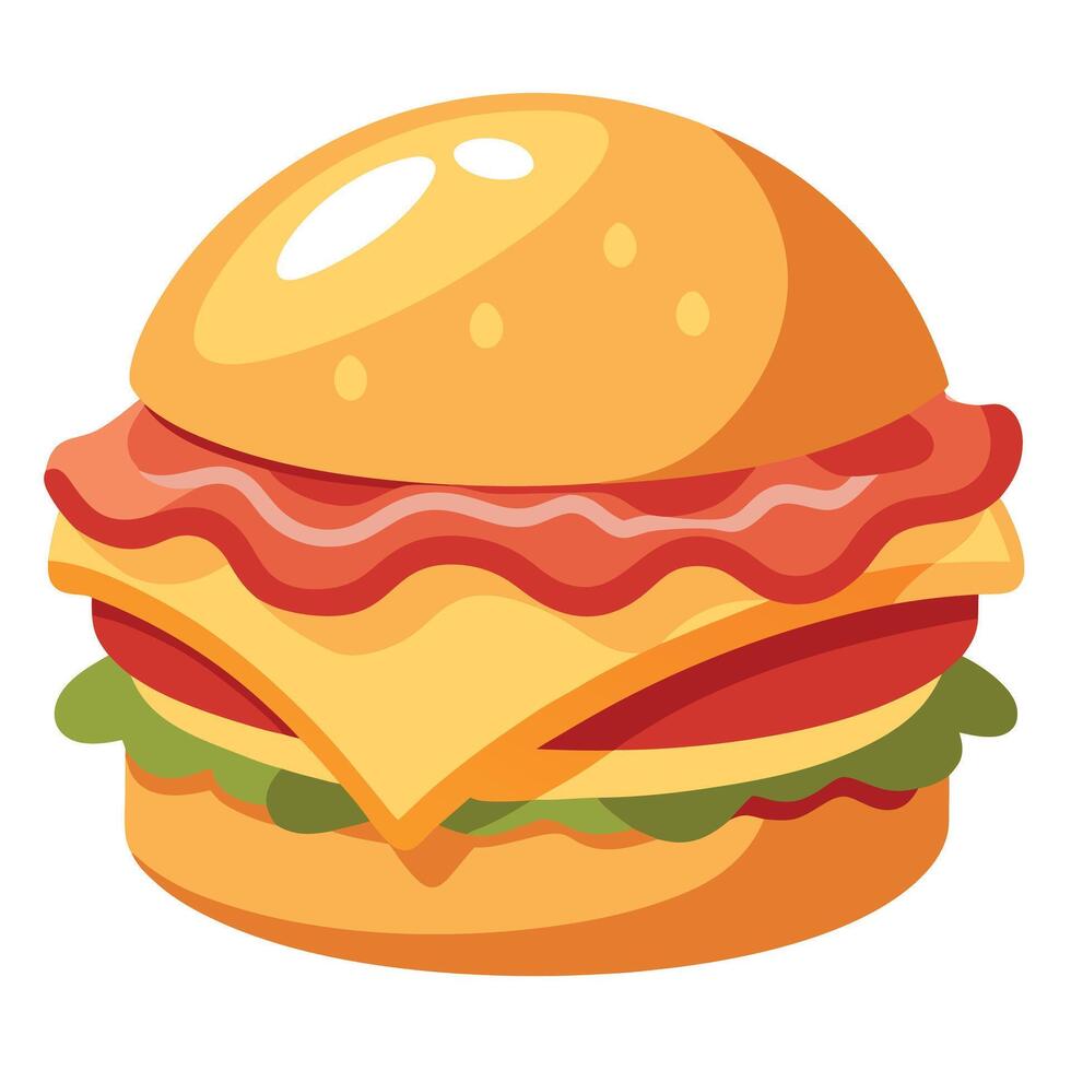 Chicken-bacon smash burger on transparent background vector