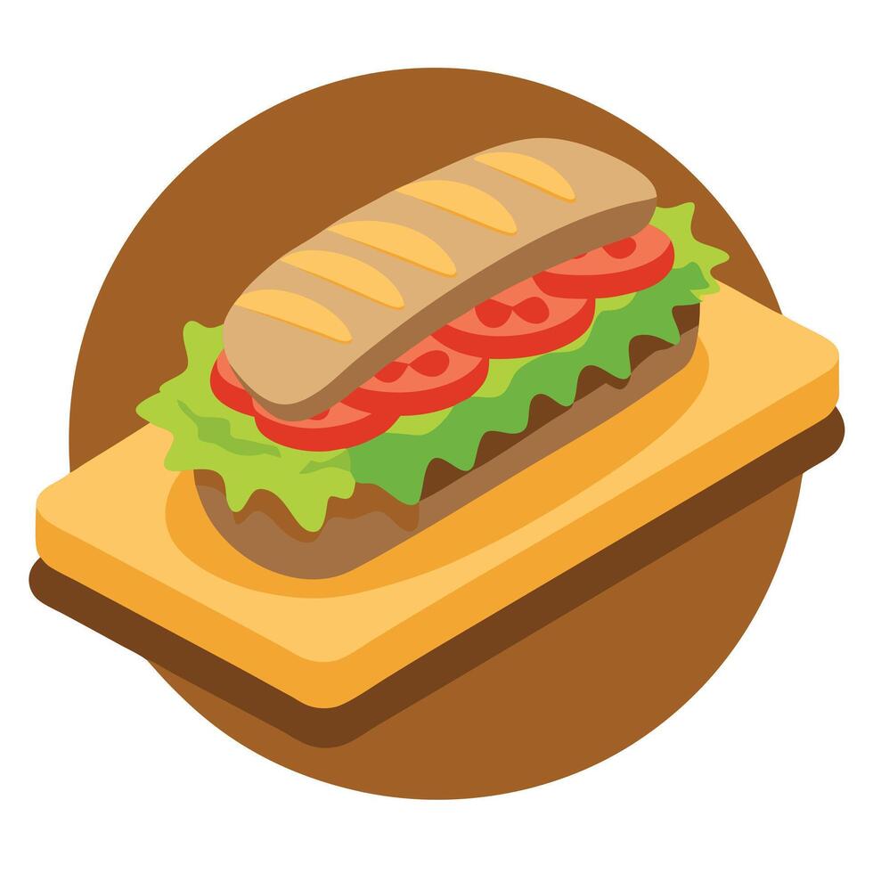 Italian beef sandwich on a wooden board for lunch vector