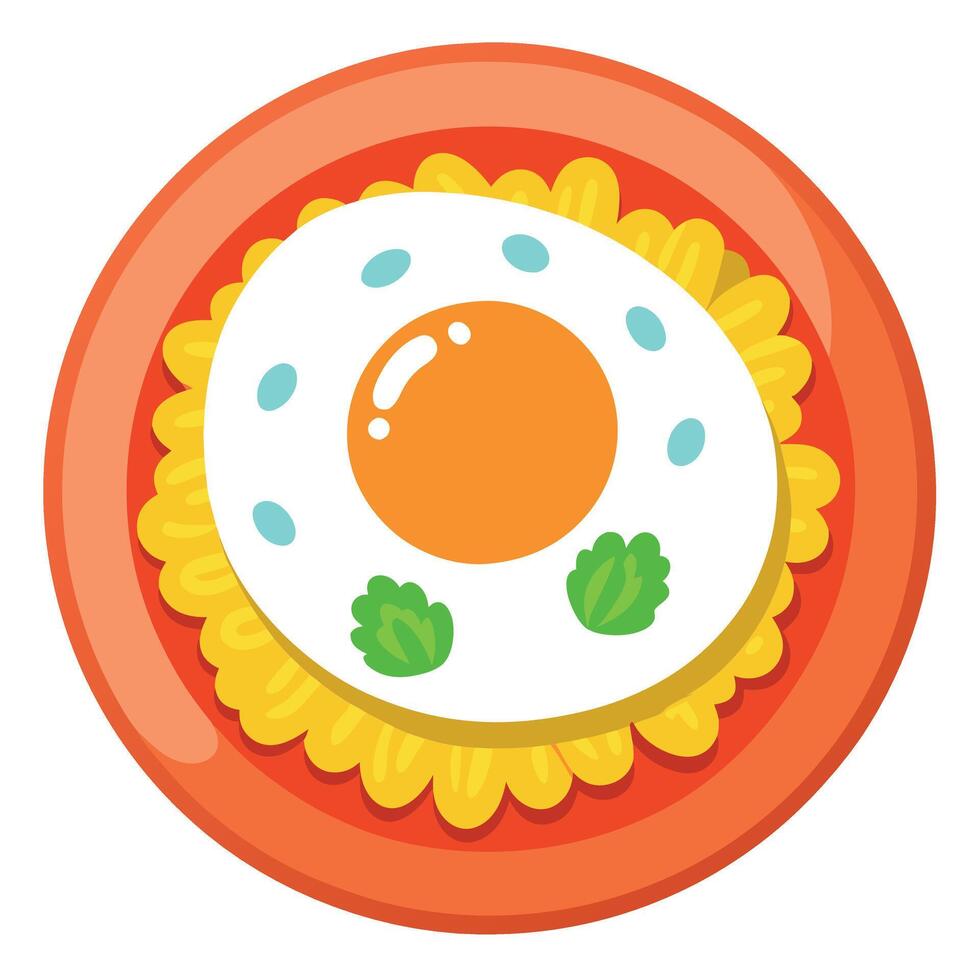 Korean kimchi fried rice with a fried egg on top. vector