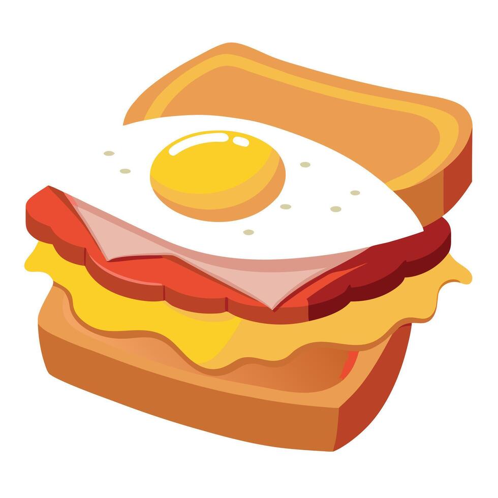Sandwich with bacon. cheese and egg on a white background vector