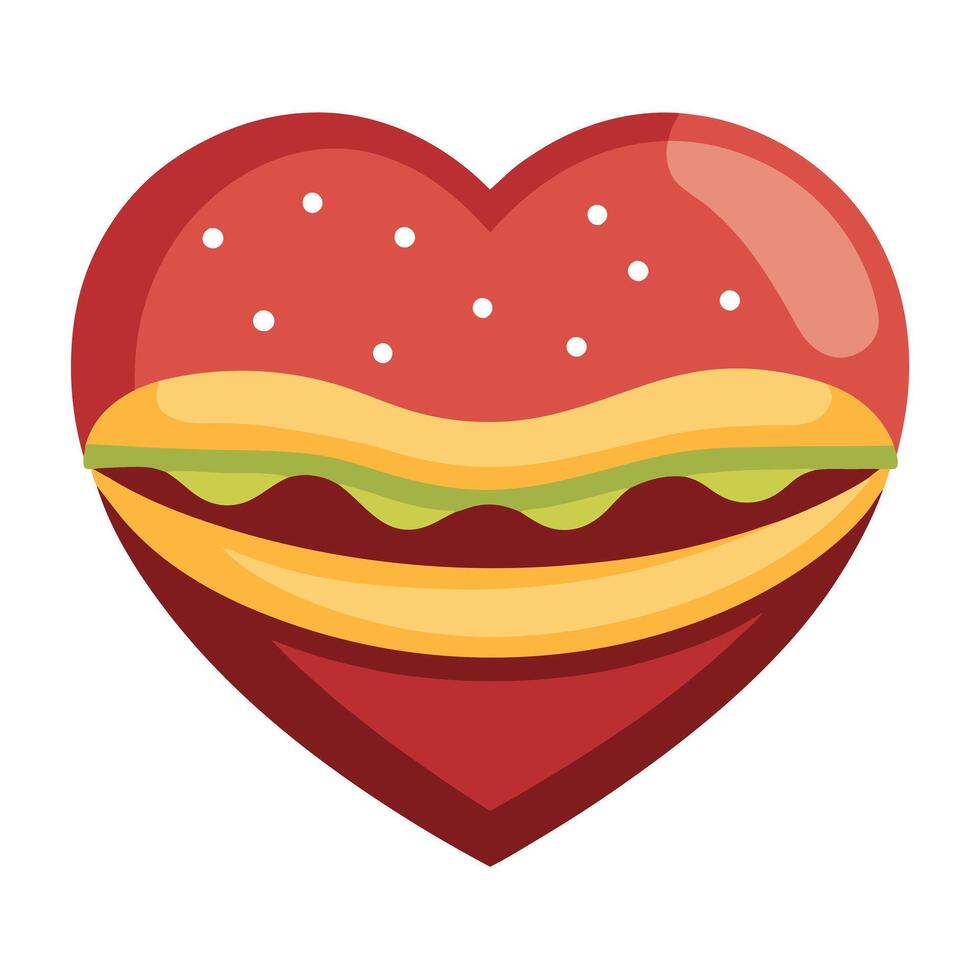 A hamburger in a heart shape on a white background vector