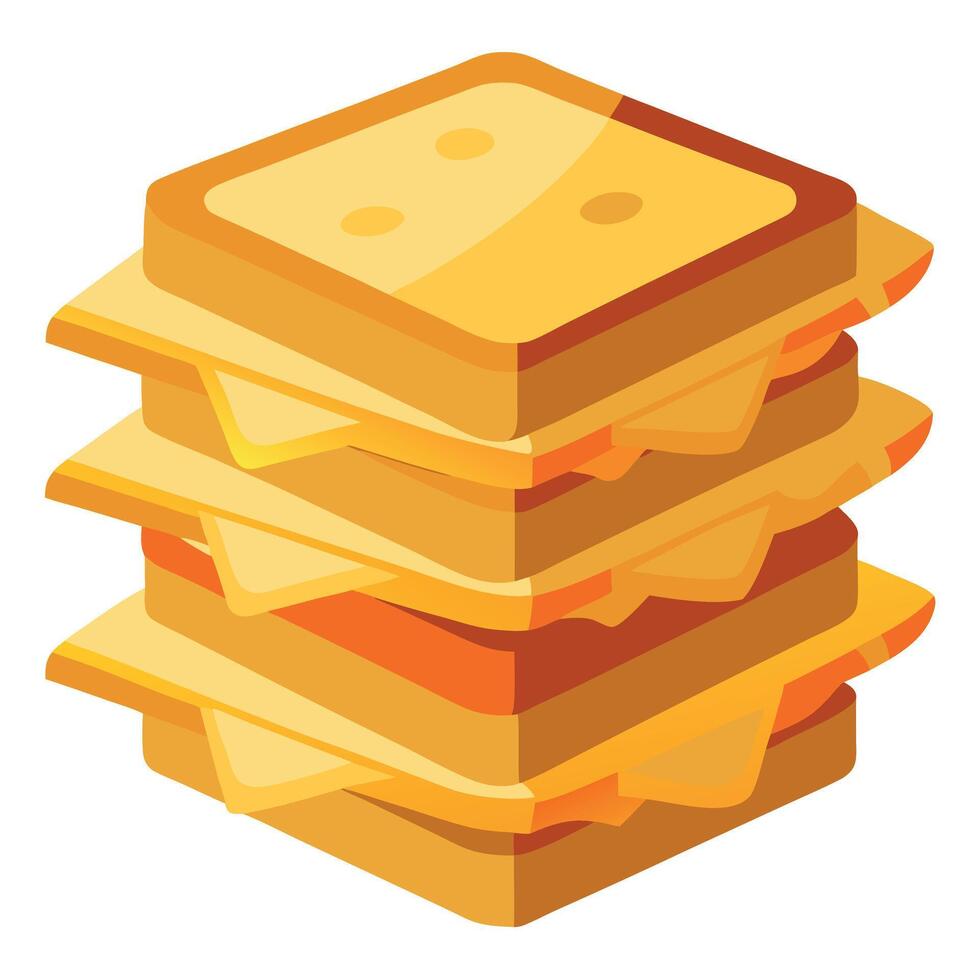 A stack of cheese sandwiches on a white background vector