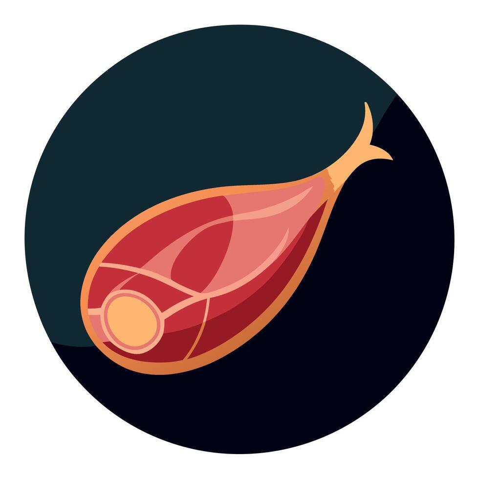 A meat on a black background with a long shadow vector