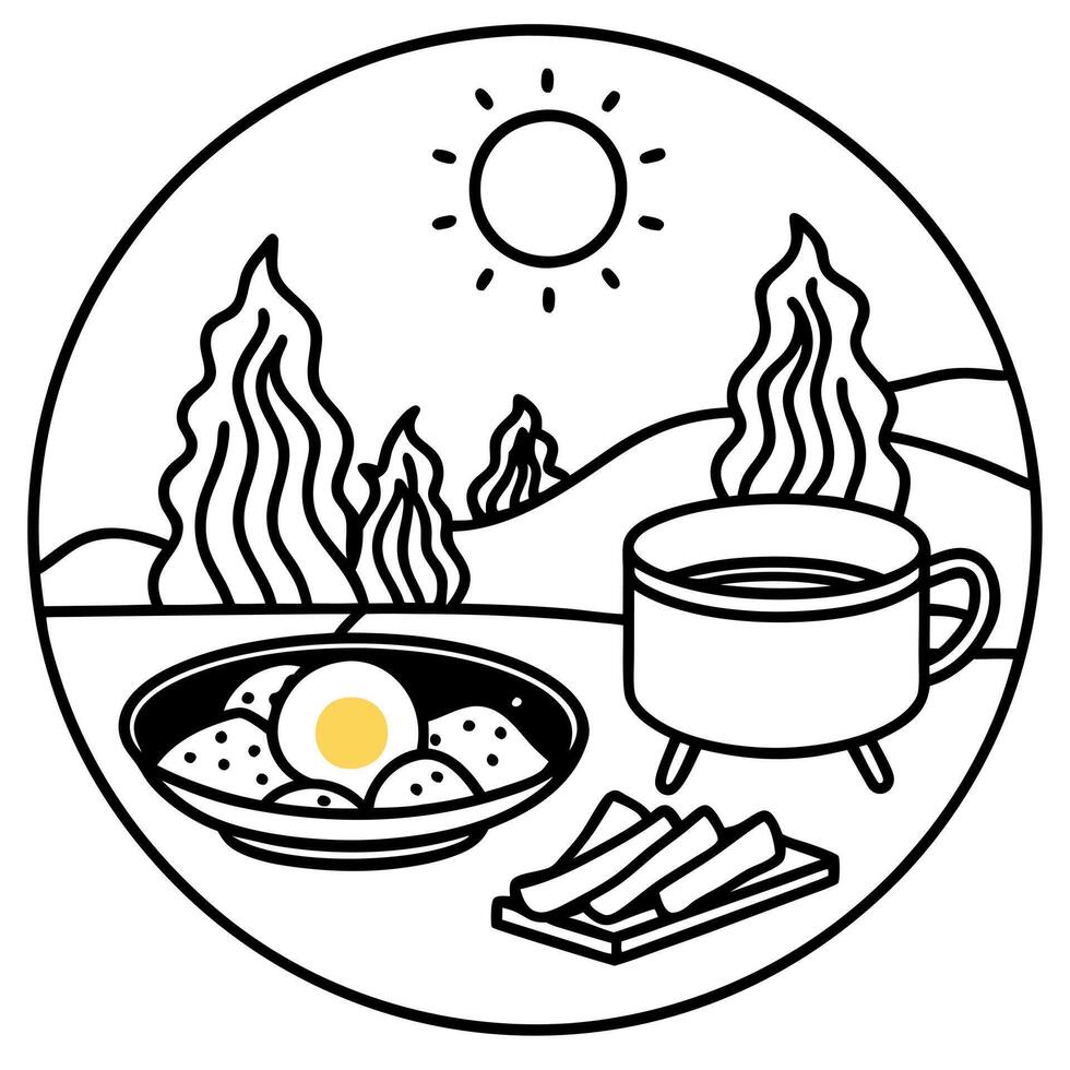 Breakfast in the mountains illustration vector