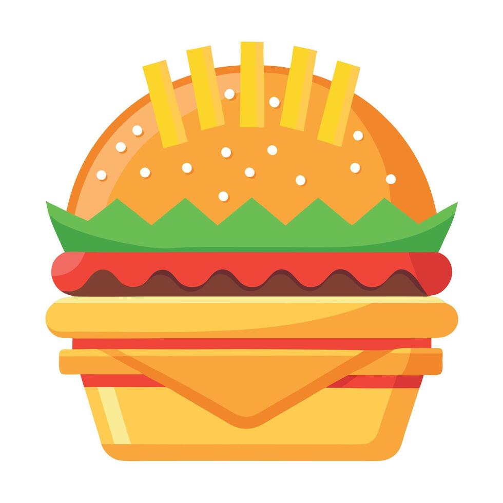Classic Cheeseburger with Fries vector