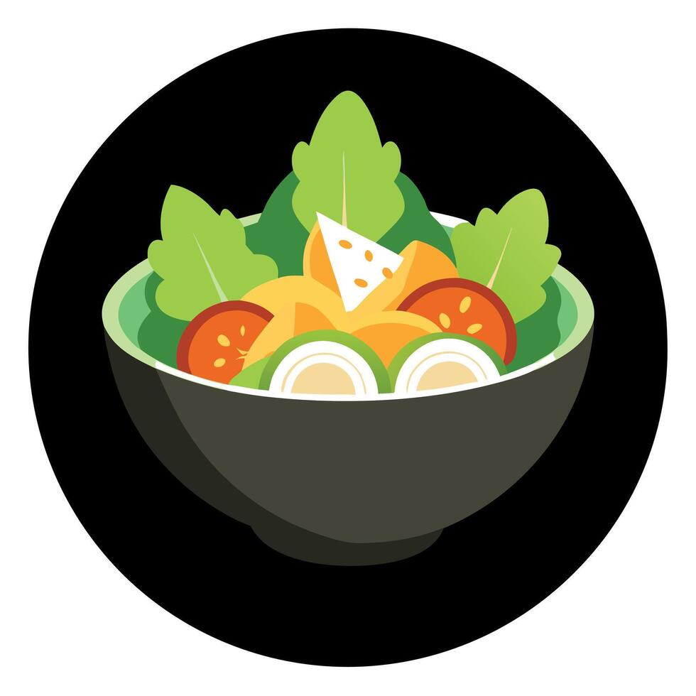 Delicious ceasar salad on a black background vector