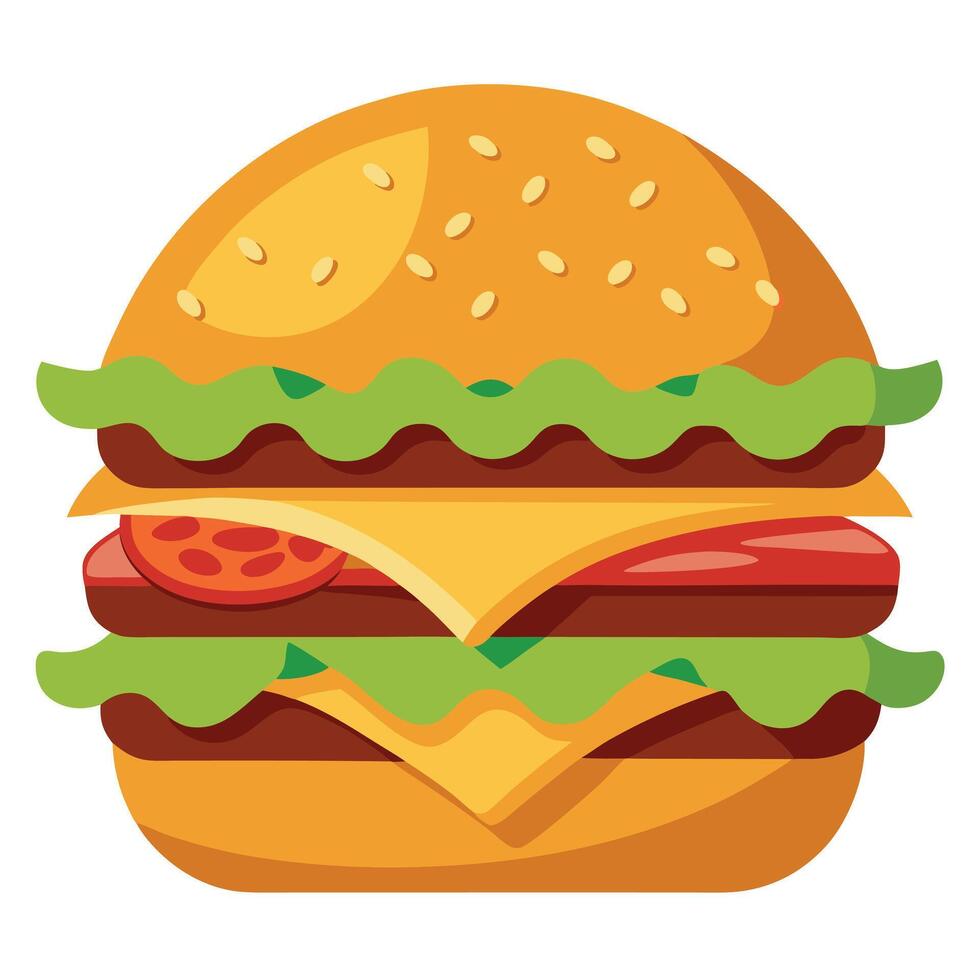 A cheeseburger with bacon and lettuce vector