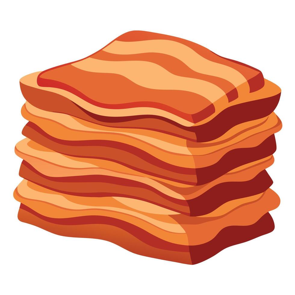 A stack of delicious crispy bacon on a clean white background vector