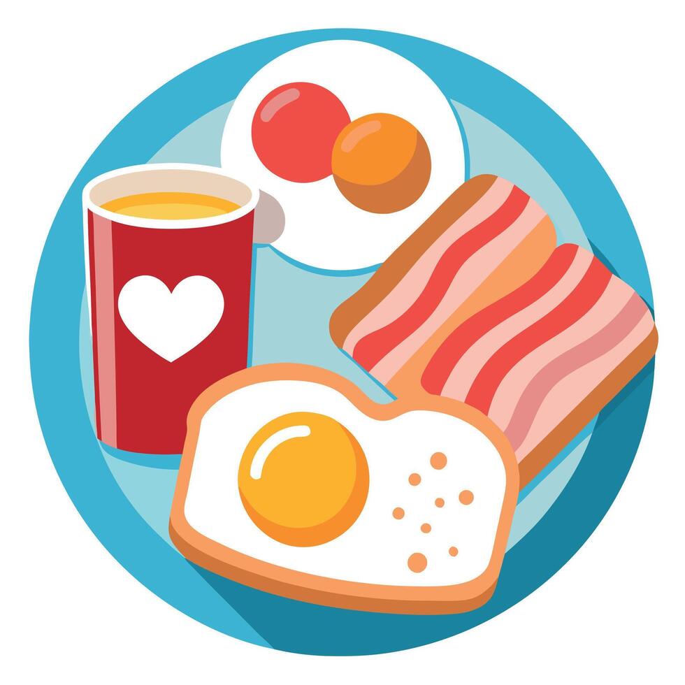 Hearty breakfast. bacon. eggs. and toast. vector