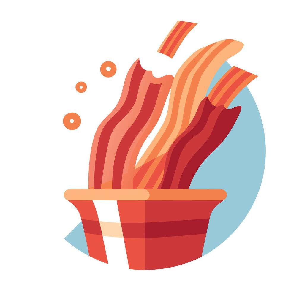 Bacon in a bowl with a slice of bacon vector