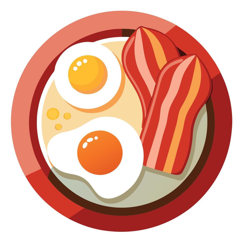 Classic american bacon and eggs breakfast vector