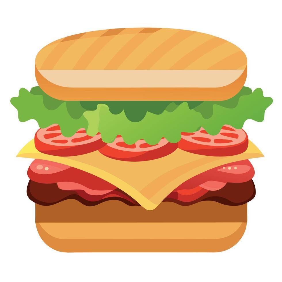 Grilled Beef. Bacon. and Tomato Sandwich vector