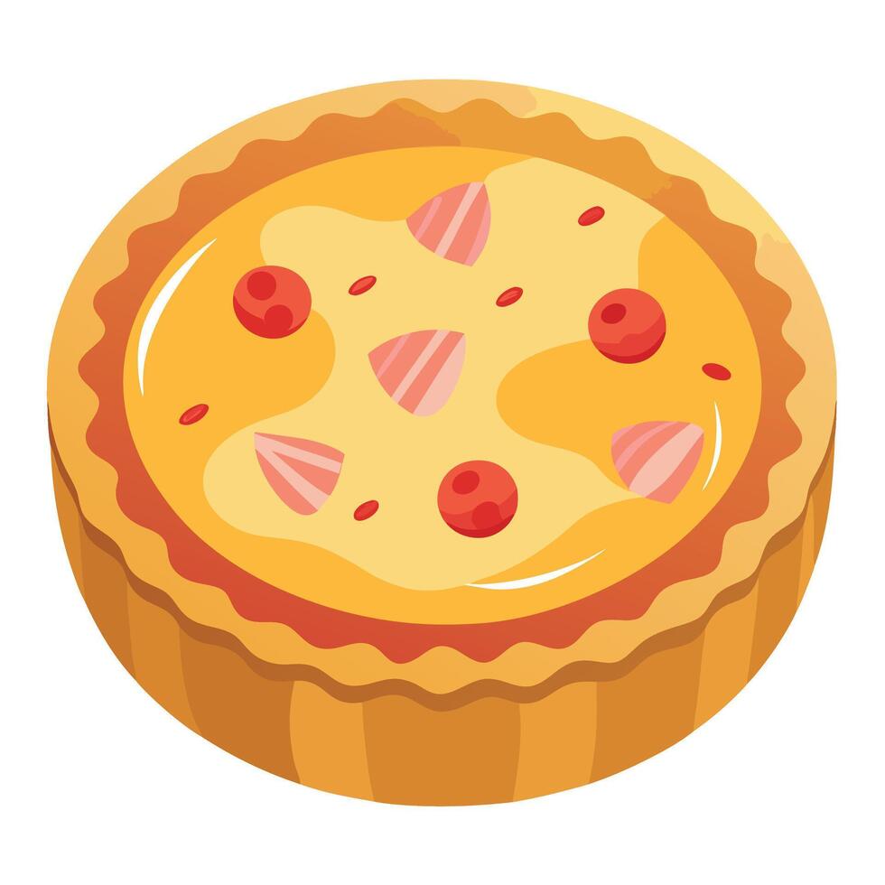 French quiche Lorraine with bacon and cheese. vector