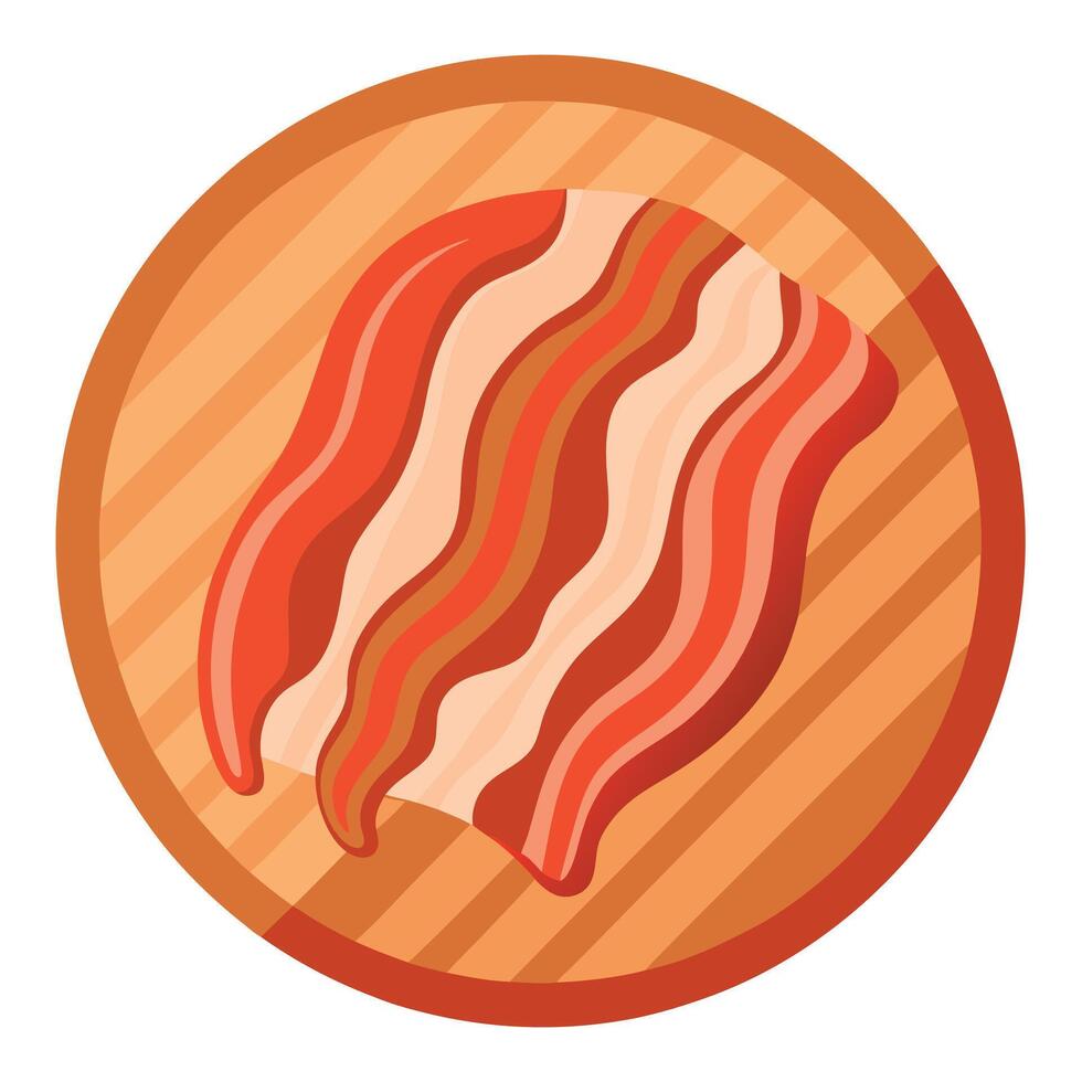 Close up of bacon on wooden plate vector