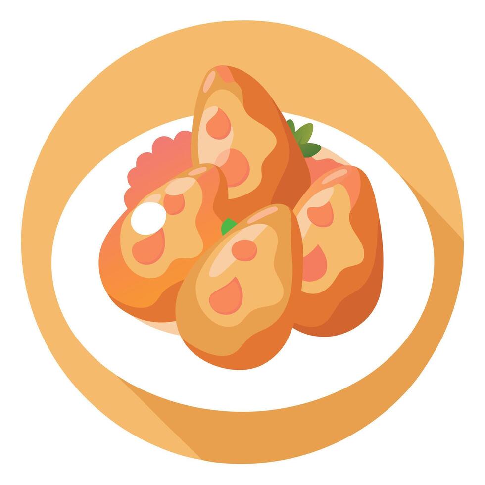 Croquettes with bechamel and ham on the plate vector