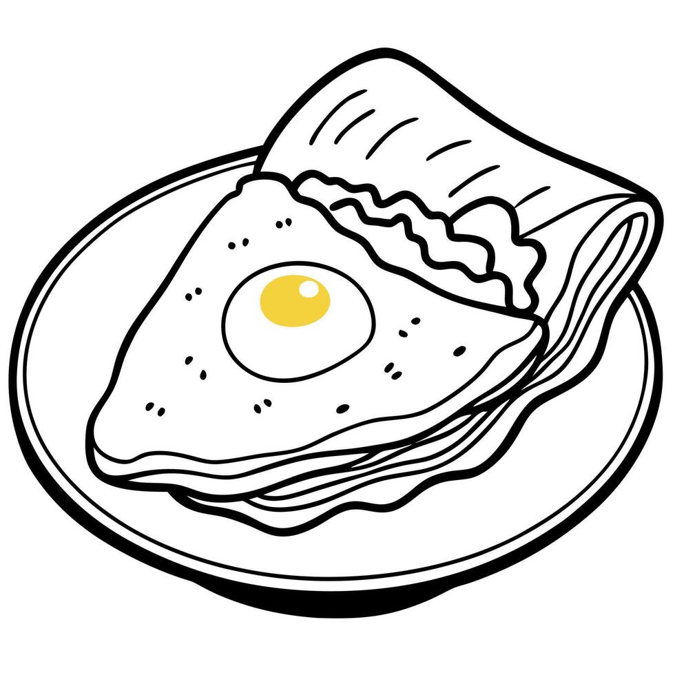 Pancakes with an egg on a plate vector