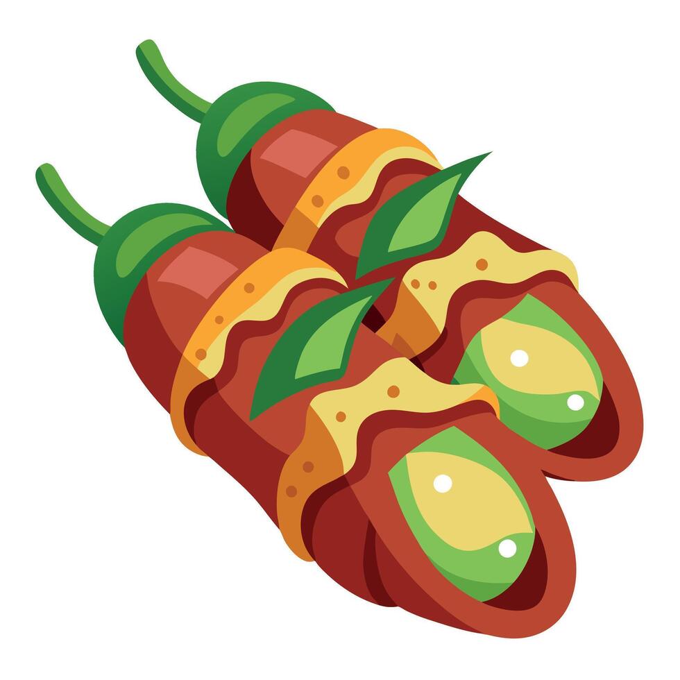 A close up of bacon wrapped stuffed jalapenos food vector