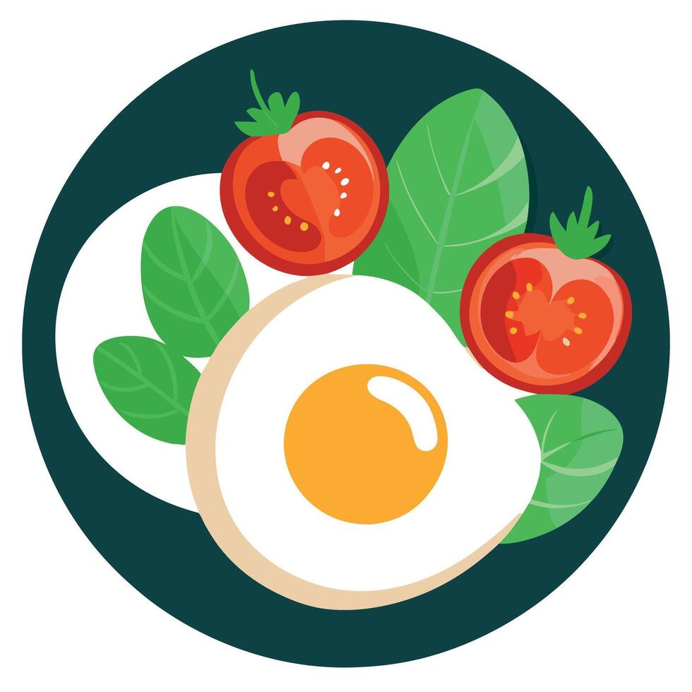 Fried eggs with vegetables vector