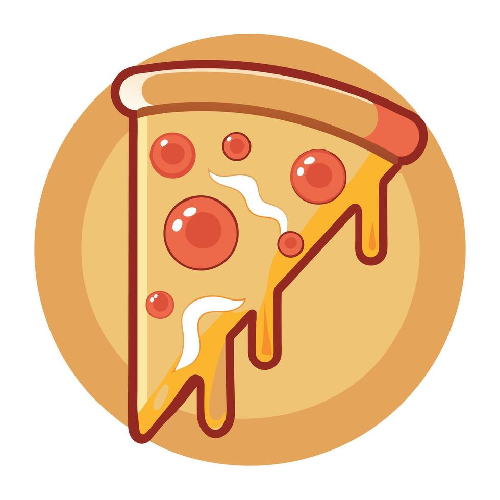 Cheesy bacon pizza slice lifted on wooden background vector