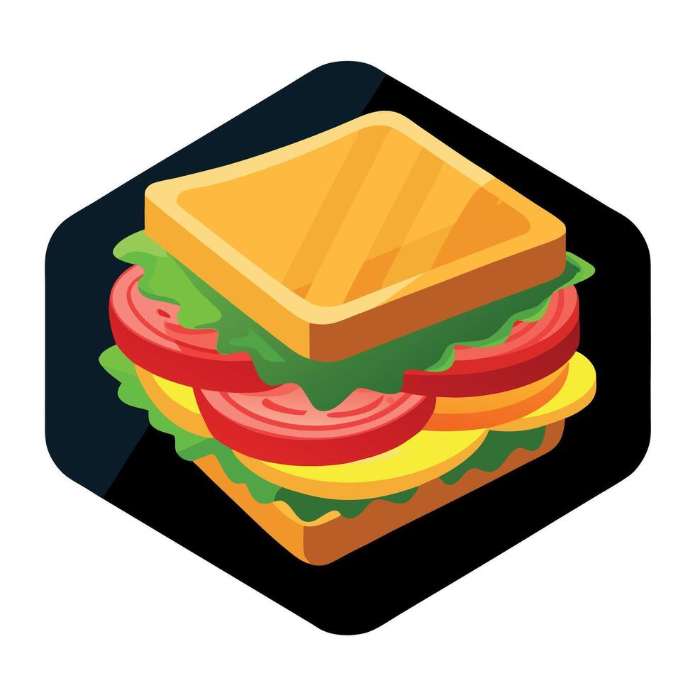 Close up healthy sandwich in black background vector