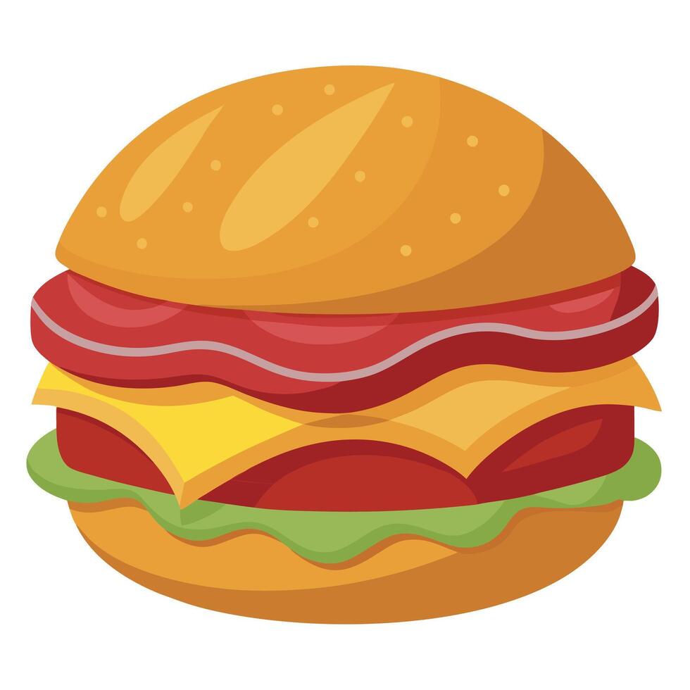 Crispy fried bacon burger on white background vector