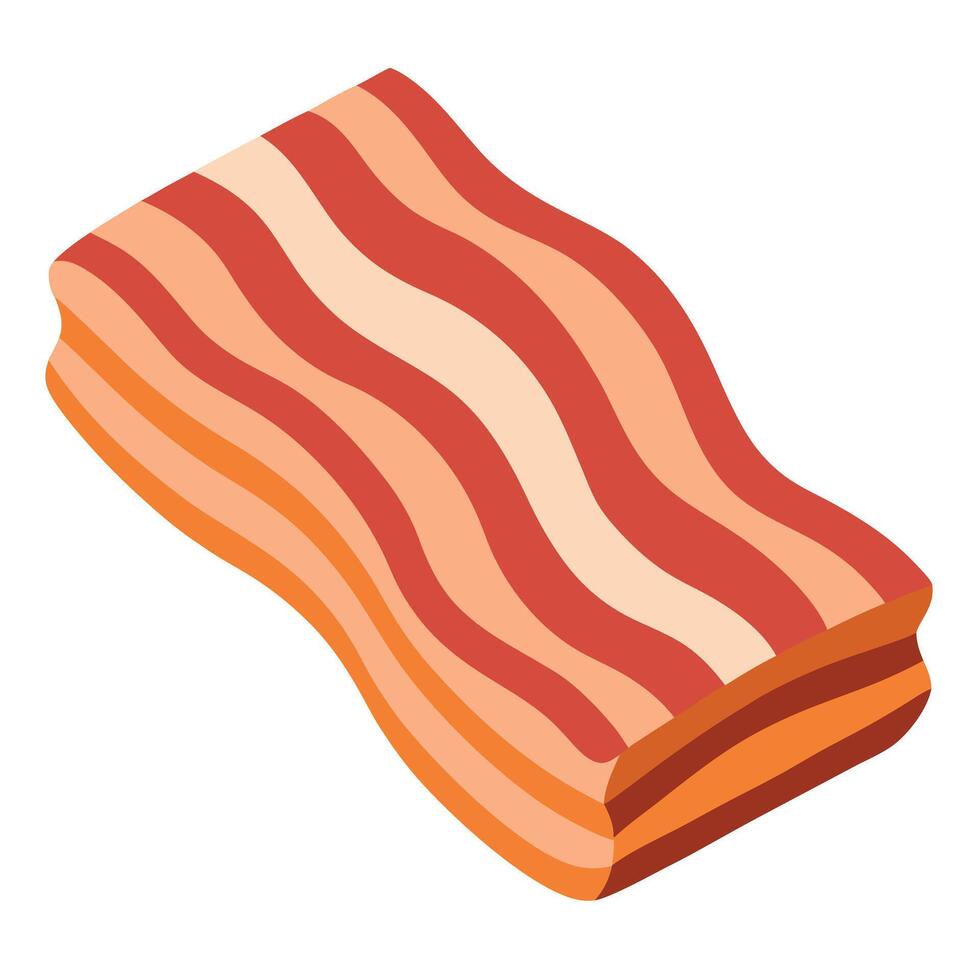 A thick piece of bacon on a white background. vector