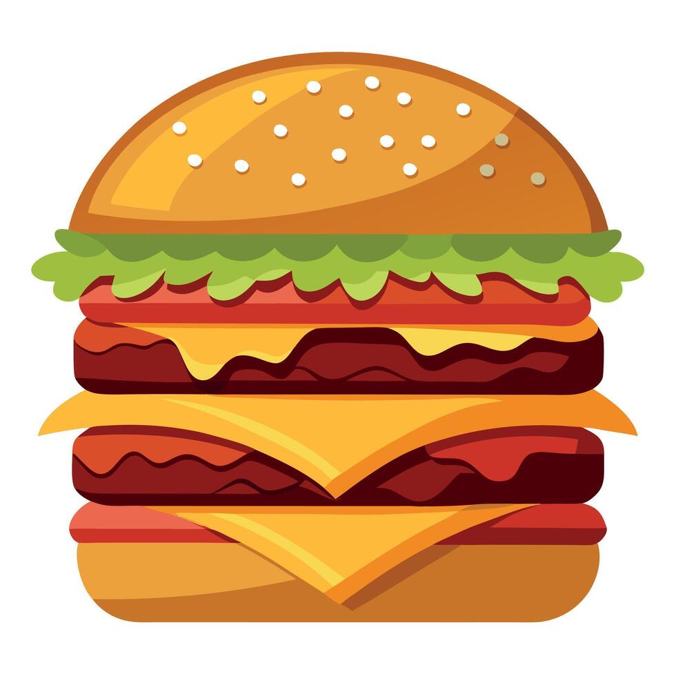 Juicy Double Cheeseburger Stacked With Crispy Bacon and Cheddar vector