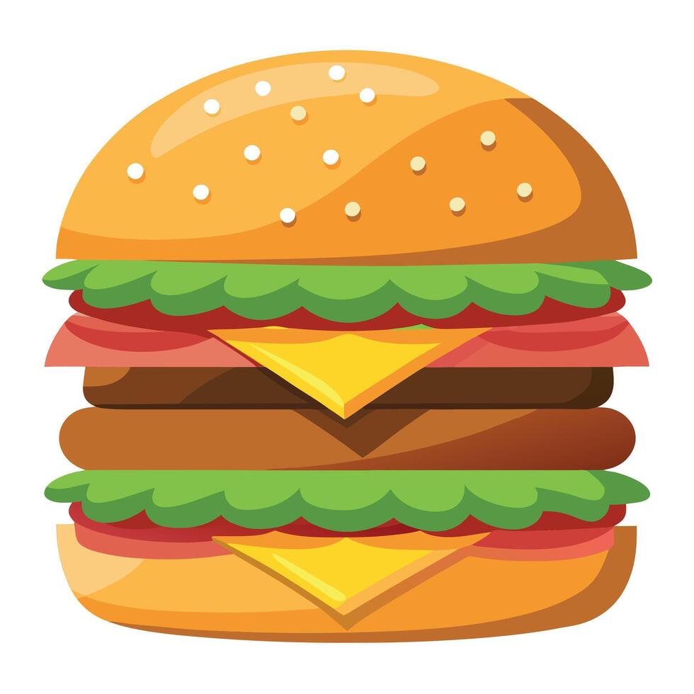 Juicy Bacon Cheeseburger With Double Patties and Fresh Toppings vector