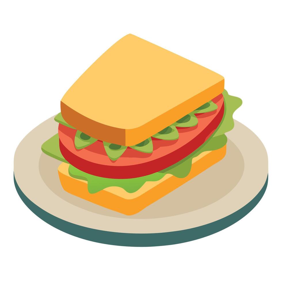 A sandwich on a plate vector