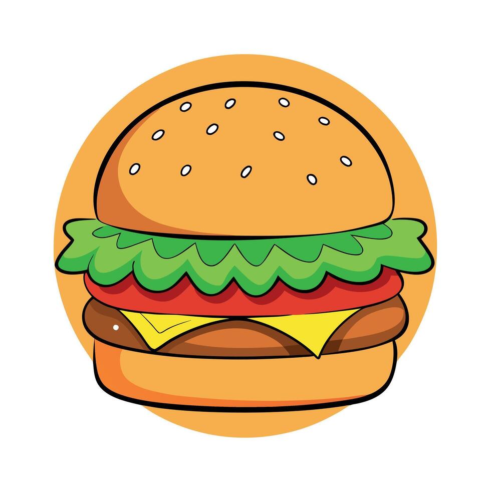 Colorful Mexican Cheeseburger with beef. lettuce. tomato. cheese. cucumber with beautiful background vector