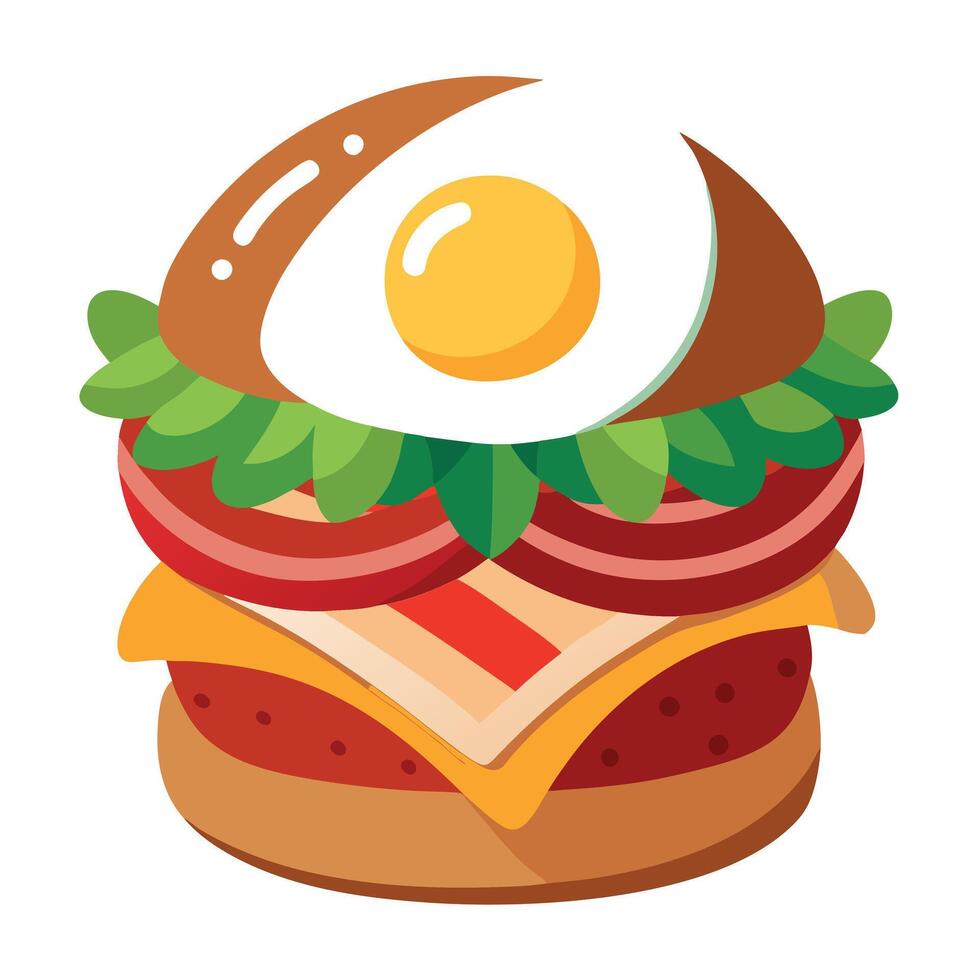 Gourmet burger with fried egg. avocado. bacon. and sriracha mayo vector