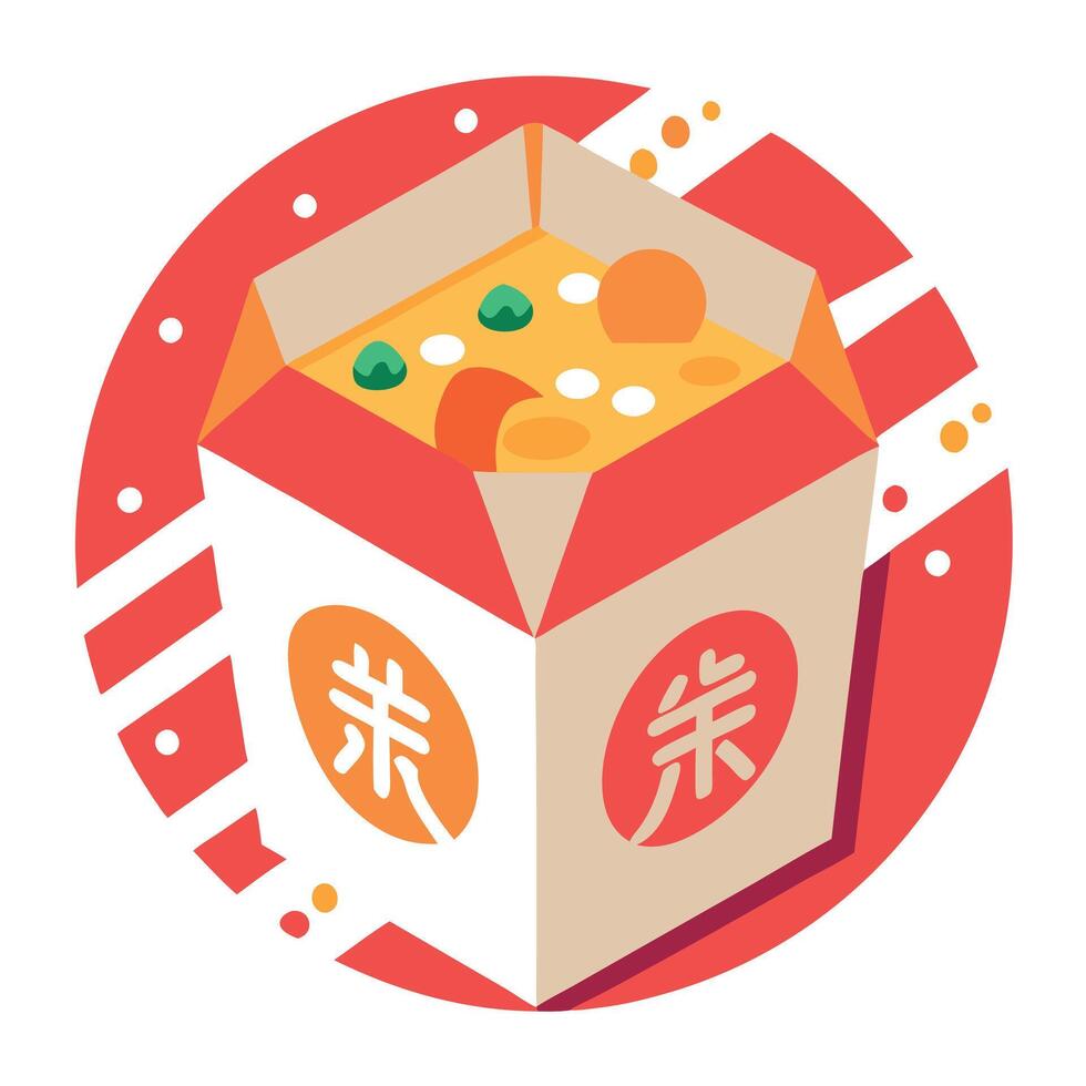 Japanese inspired takeout pizza vector
