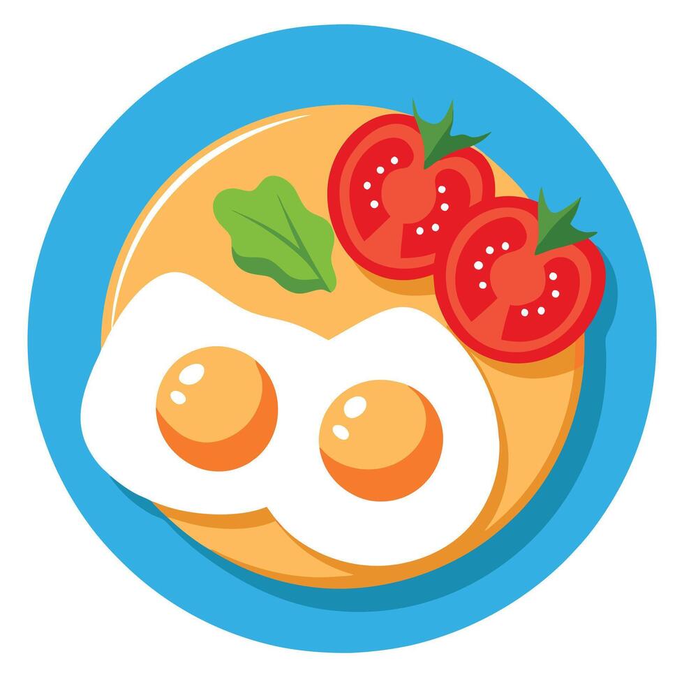 Fried eggs with tomatoes vector