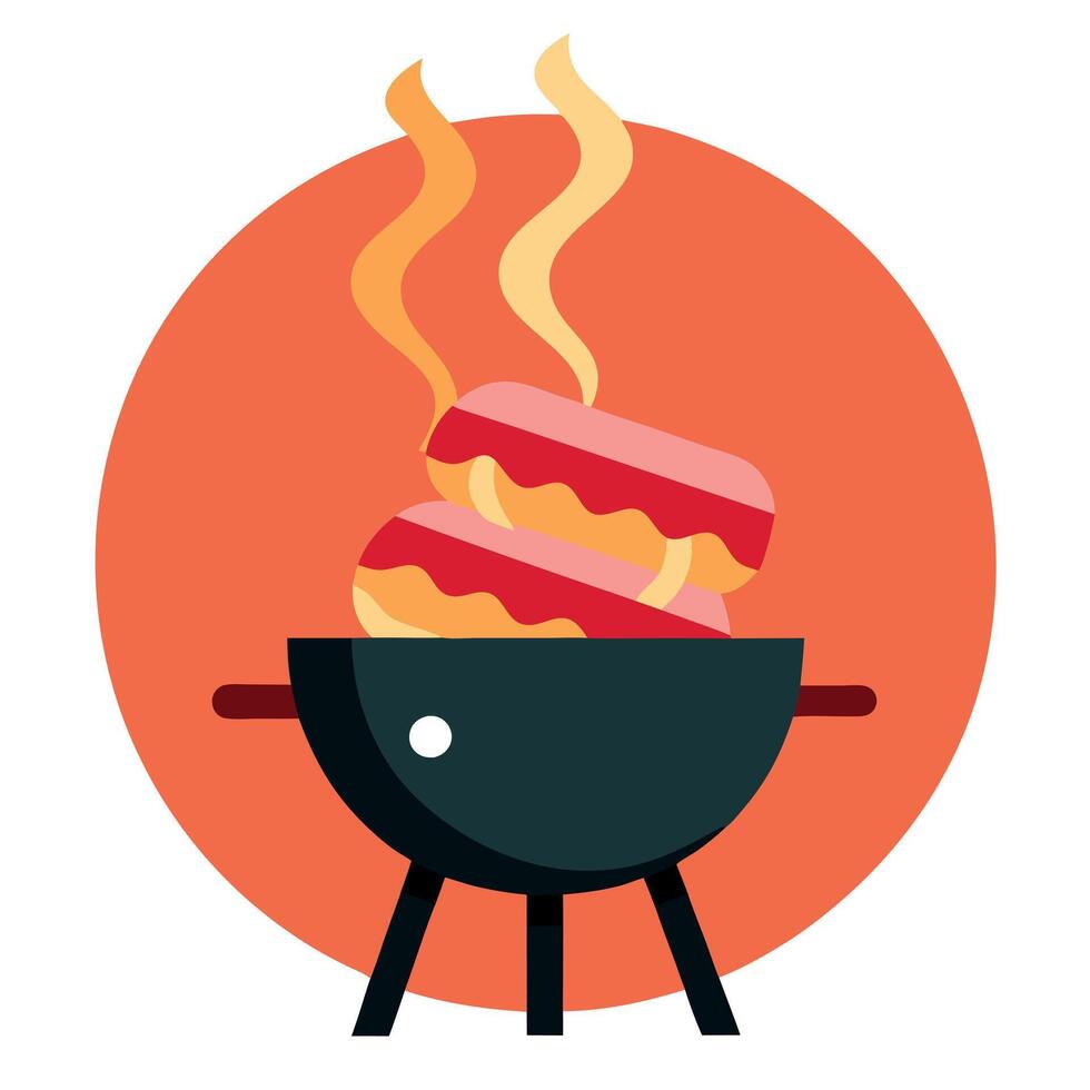 Bacon Cooking on Grill vector