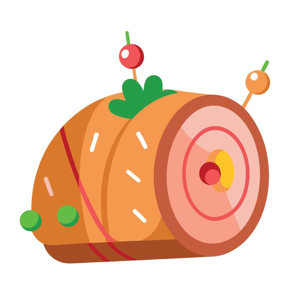 Cooked ham with colorful pfefer vector