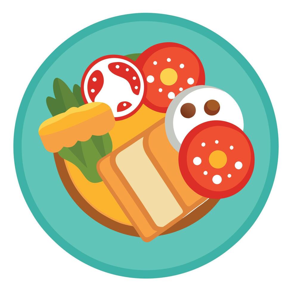 Bacon tomato mushrooms and toast dish vector
