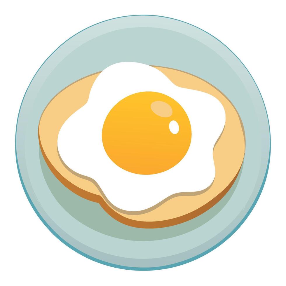 Fried egg on white plate vector