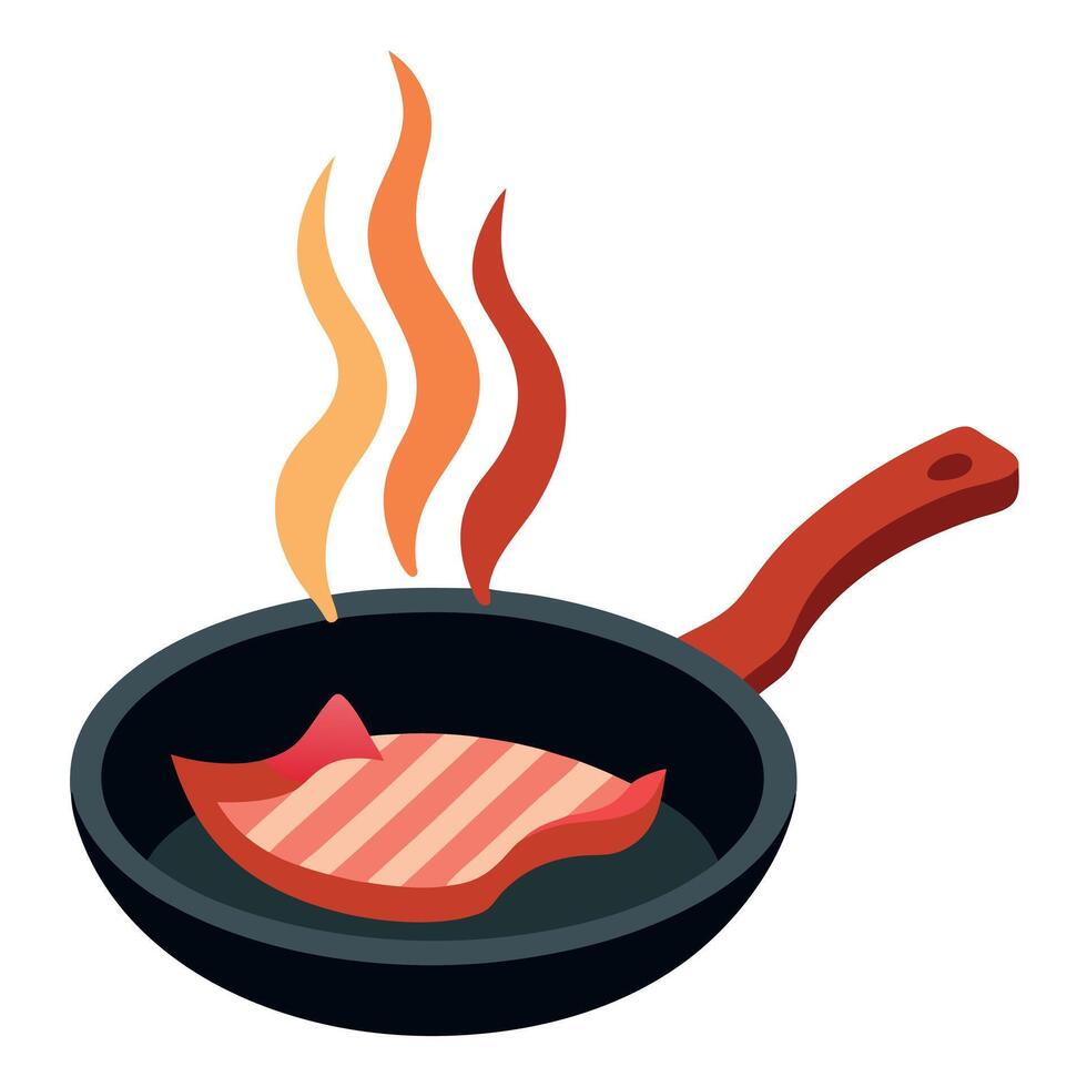 Bacon sizzling in a pan vector