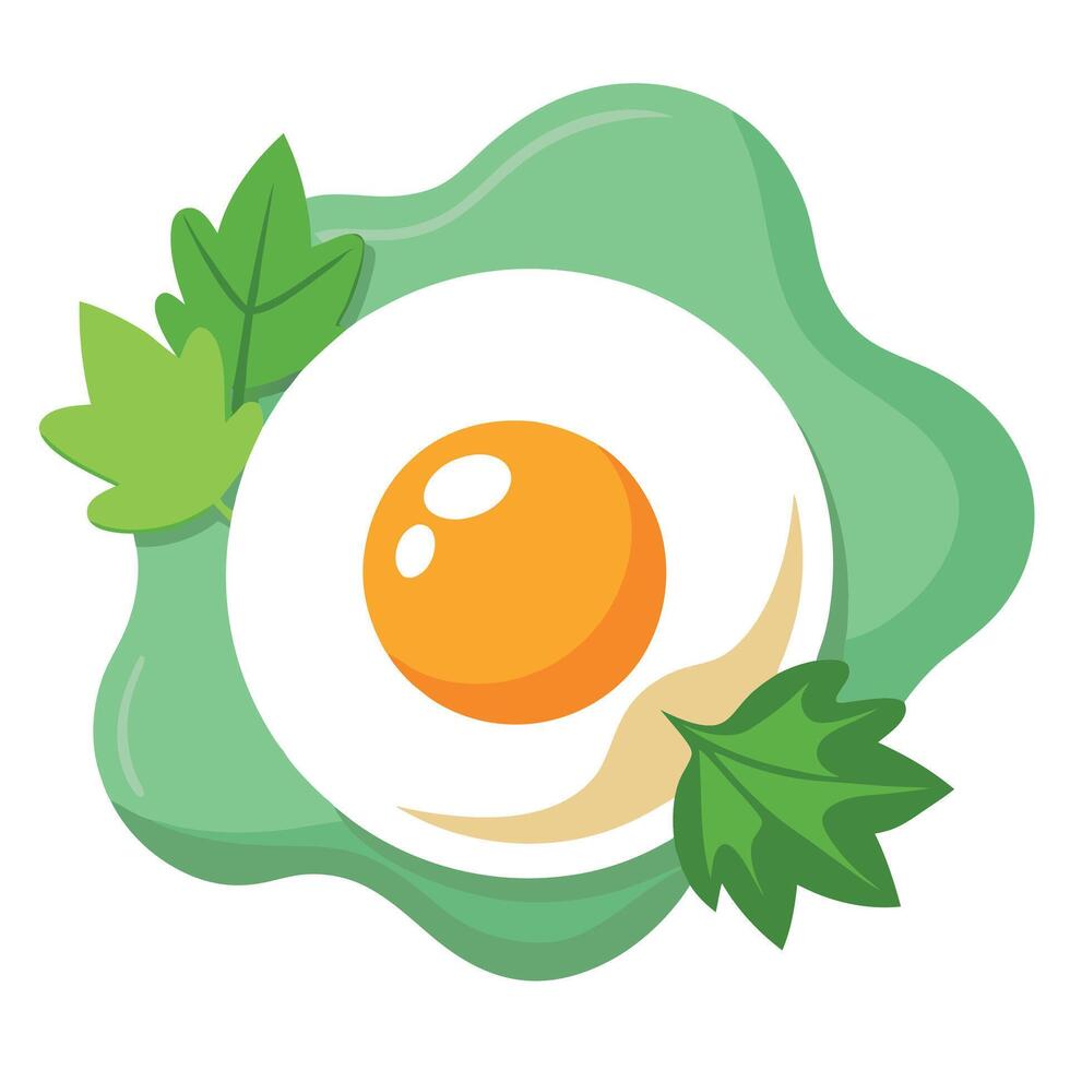 Fried egg on top of an arugula salad vector